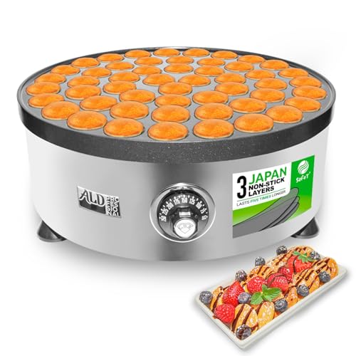 Image of ALDKitchen Mini Dutch Pancake Maker | Poffertjes Iron | Nonstick | 110V (50 PCS Round)