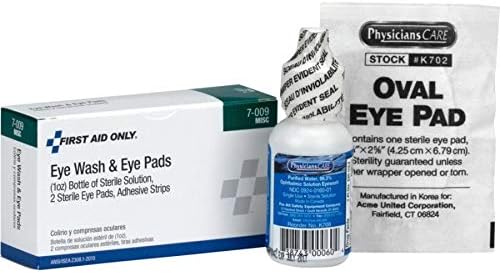 Pac-Kit 7-009 5-Piece Eye Flush Kit with 1 Oz. Eye Wash Solution, 2 Eye Pads and 2 Adhesive Strips