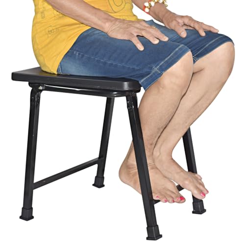 Image of Comport Folding Commode Stool for Indian Toilet | Portable Toilet Chair for Elderly, Patients & Pregnant Women | Non-Slip Metal Frame | Height 42 cm | Please Check Size Before Ordering