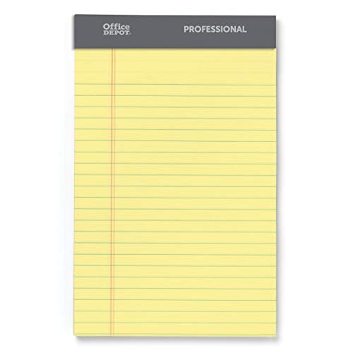 Office Depot Brand Professional Perforated Pads, 5 x 8 , Narrow Ruled, 50 Sheets Per Pad, Canary, Pack of 8 Pads