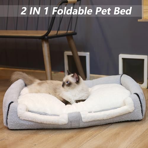Image of Cat Bed for Indoor Cats,Foldable cat cave,Anti-Slip & Water-Resistant Bottom,cat Houses for Indoor Cats or Small Dogs, Kitten Tent, Rabbit Double Hole Bed:(27.5 inchx15.3 inchx15 inch