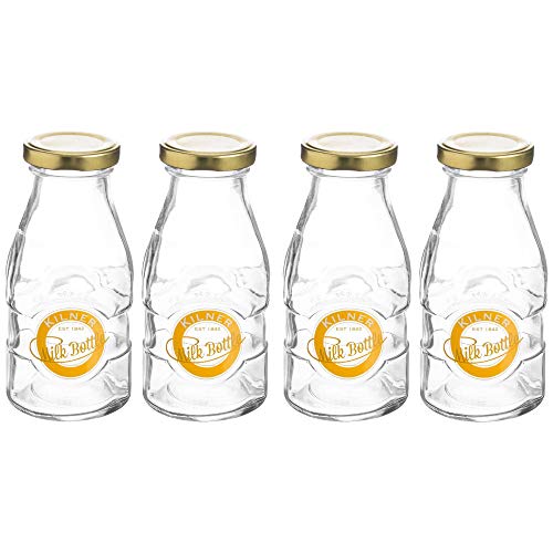 Kilner Twist Top Milk Bottle 1/3 Pint 189ml Clear (Pack of 4)