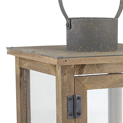 Stonebriar Sb-5174B Rustic 12.5" Wooden Candle Lantern, Large, Brown #TOP4