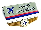 Airlines Flight Attendant or Flight Crew Badges with Pilot Wings Pin (Flight Attendant)