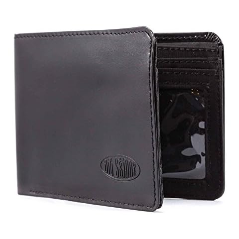 Big Skinny Men's L-Fold Passcase Leather Slim Wallet, Holds Up to 30 Cards, Black Cover
