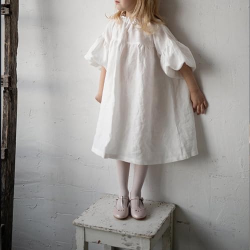 Little Girls Cotton Dress Vintage Casual Lantern Long Sleeve Jumper Skirt3