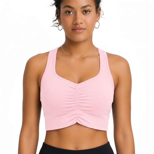 Image of POPSUGAR Sports Bras for Women - Y Back, High Neck, Strappy & Long Line Padded Racerback Bra Workout Yoga Top Racer Back Bra