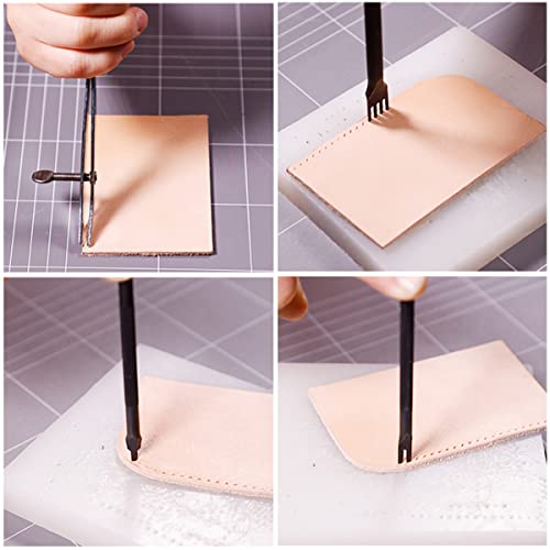 4 Stück Leder Locher Werkzeug Leder Meißel Schnürung Stitching Kit 1/2/4/6 Zinken Stanzen Nähen Tool für Lederarbeiten (5mm)