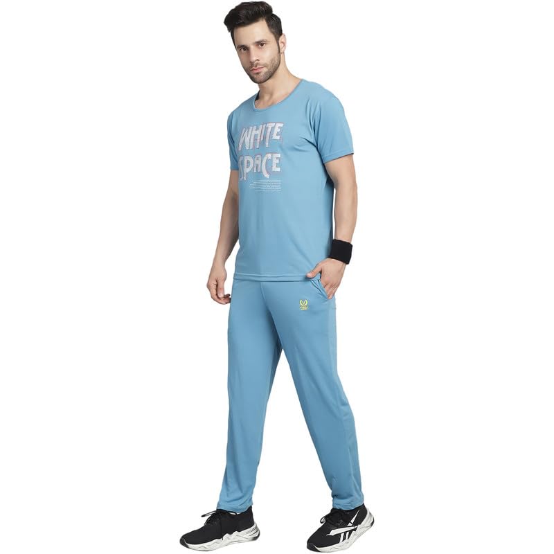 Image of VIMAL JONNEY White Cotton Printed CO-ORD Set Tracksuit for Men-T PRT 23 WHT D10 WHT. 02-P