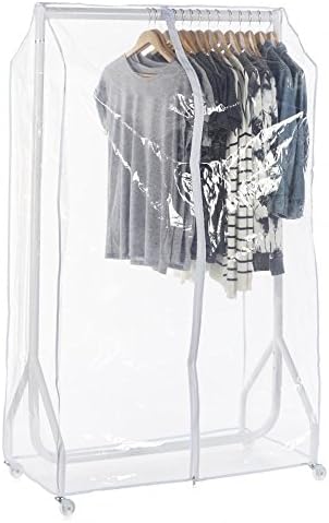 Shopfitting Warehouse Gloss White Heavy-Duty Clothes Rail with Clear Cover 6ft wide