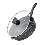 Kordisen Nonstick Deep Frying Pan with Lid, 30 cm/5.7 L Large Skillet, Granite Stone Saute Pan for Cooking, Induction Cookware, Compatible with All Stovetops, PFOA Free