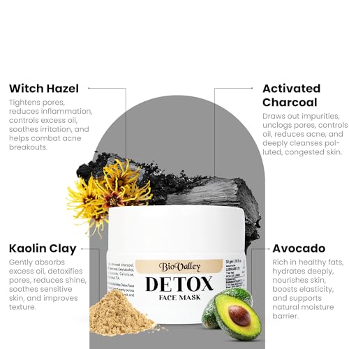 Image of Detox Face Mask 50g, Activated Charcoal And Kaolin Clay, Deep Cleansing Care, Oil Balance Support,Smooth Skin Texture, Face Pack For Oily And Combination Skin