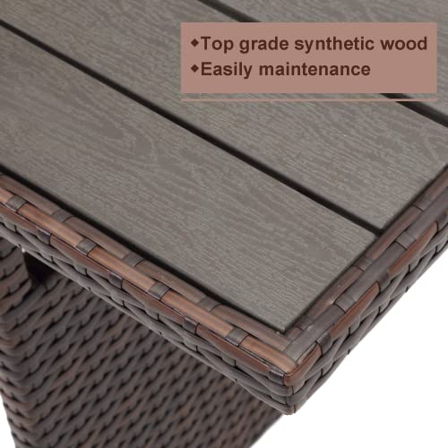 Solaste 7 Piece Furniture Set, All Weather Wicker Outdoor Sectional Couch Sofa Dining Table Chair Set, Rattan Patio Furniture Conversation Set With Ottoman Cushion #TOP4