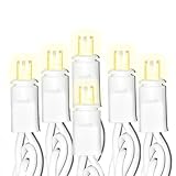 50 Counts Warm White LED Christmas Lights, 25ft Commercial Grade Outdoor String Lights - Waterproof UL Certified White Wire with 5mm Wide Angle Bulbs for Christmas Tree, Indoor & Outdoor Decor