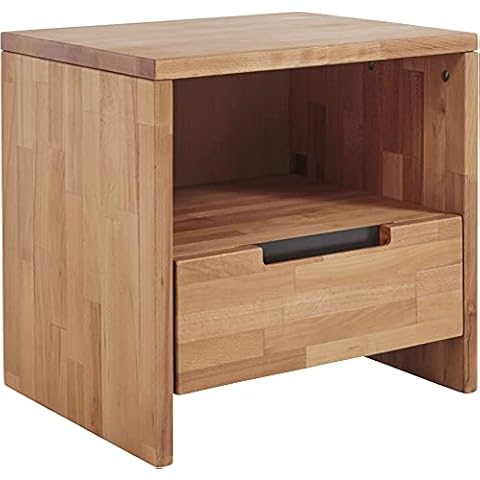 TaBoLe Nachttisch Nachtkommode mit Fach und Schublade Buche Massiv geölt Cover