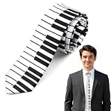 NGUP Piano Keys Neck Tie Music Note Necktie for Men Boys Music Lover Birthday Piano Guitar Lovers Accessories Musics Party Theme Neck Ties