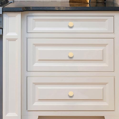 Voittozege 25 Pack Gold Drawer Knobs, 1-1/10-Inch Diameter Hexagon Drawer Handles Brushed, Brushed Brass Cabinet Knobs for Dresser Drawer Knobs and Pulls Knobs by Voittozege - Image 5