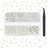 qiipii Transparent AB Resin Rhinestones for Crafting 2mm-6mm Clear White AB Flatback Jelly Stones Non-Hotfix Gems Crystals for Nails Face Eyes Makeup Tumblers Bottles DIY Crafts Clothes Shoes Phones