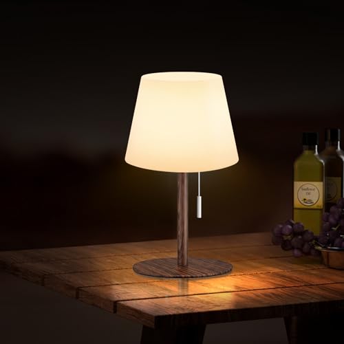 Gewiny Shower Lamp Battery Operated Outdoor Table Lamps Cordless Waterproof LED Dimmable Warm White and RGB Table Lamps Rechargeable Lamp Outdoor Lamps for Patio/BathroomWood Grain