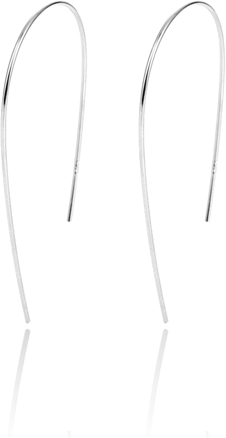 Open Hoop Earrings 925 Sterling Silver Earrings,U Shape Threader Earring Hypoallergenic Gifts for Women Girls