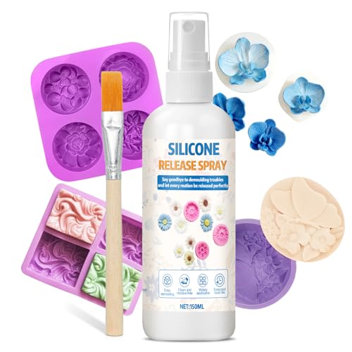 150ml Silicone Mould Release Spray, Mold Release Spray, for Epoxy Resin, AB Resin, Candle, and Soap Molds, Includes a Brush, Easy Demoulding, no Residue, Extending Mold Life