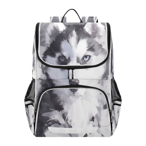 Sac à dos scolaire cool chien neigeux noir parfait pour le collège