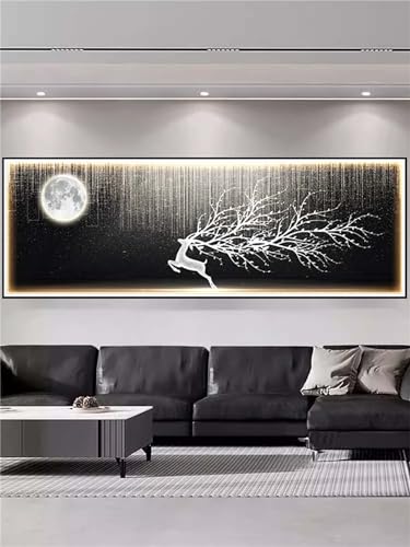 Peinture diamant adulte lune et cerf grand format Broderie 90x270cm