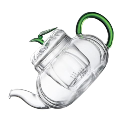 COSMOBETTY 600ml Green Heat-Resistant Glass Tea Kettle