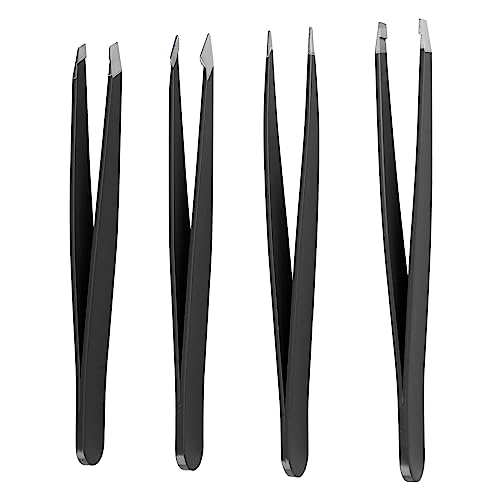 Eyebrow Tweezer Set, Tweezers Set for Women, Precision Tweezer for Eyebrows for Facial Hair, Splinter, Ingrown Hair, Hair Plucking Daily Beauty Tools (4 Pack）