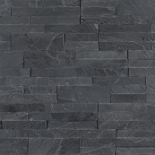 MSI Midnight Ash Veneer 6 in. x 22 in. Slate Peel & Stick Splitface Tile for Kitchen Backsplash, Bathroom, Bedroom, or Accent Wall, Gray-Dark by MSI - Used condition - US$40.88