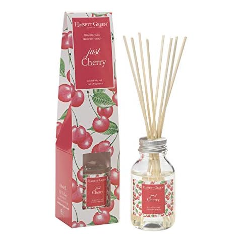 Just Cherry Fragrance Oil Reed Diffuser 100ml - Long Lasting Home Indoor Fragrance - with 8 Rattan Reeds Cover