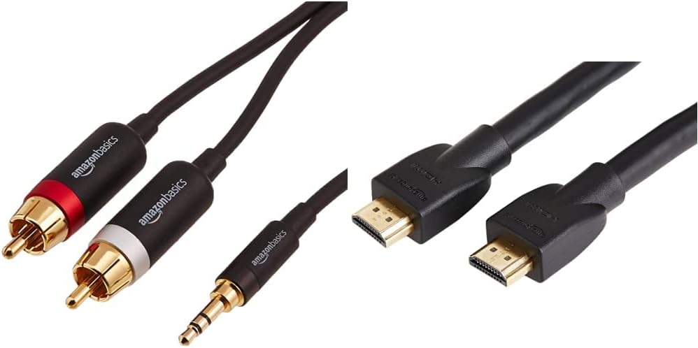  Basics 3.5mm to 2-Male RCA Adapter Audio Stereo Cable - 15 Feet : Electronics