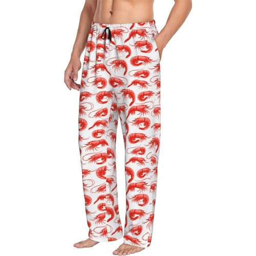 Vosery Mens Pajama Pants Bottoms With Pockets- Shrimp No.9053 Soft Men Lounge Pants, Comfy Mens Pj Pants