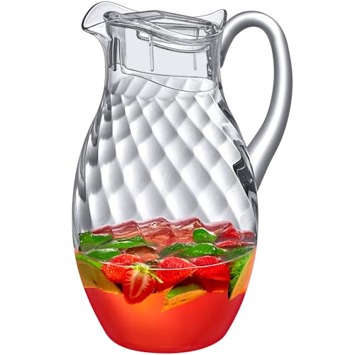 Amazing Abby – Bubbly Whirly Grand – Acrylic Pitcher (96 oz), Clear Plastic Water Pitcher with Lid, Fridge Jug, BPA-Free, Shatter-Proof, Great for Iced Tea, Sangria, Lemonade, Juice, Milk, and More
