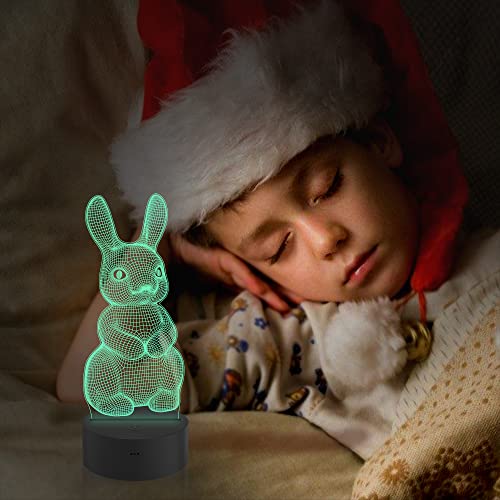 Lampe d'illusion optique 3D lapin CooPark avec câble USB 16 couleurs