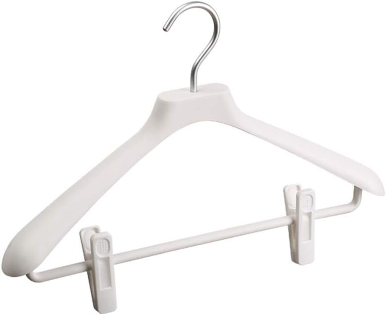 - Plastic Combination Hanger with Adjustable Clip Space-Saving Wide-Shoulder Hanger Chrome Hook Suit top Pants Underwear Skirt (Pack of 5) (Color : Pink) (White)