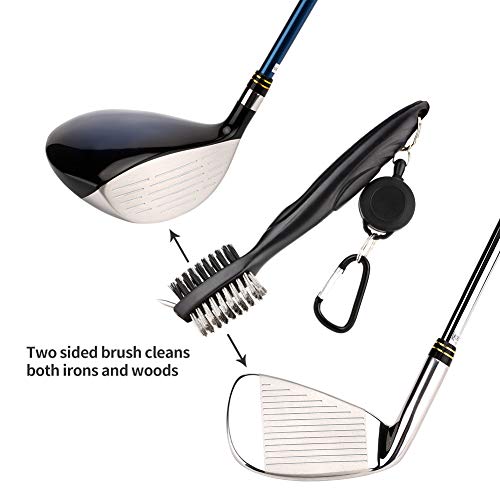 Longchao Golf Towel With Carabiner And Golf Club Brush Groove Cleaner Set, Microfiber Waffle-Weave Towel And Brush Tool Kit With Club Groove Cleaner (Black) #TOP5