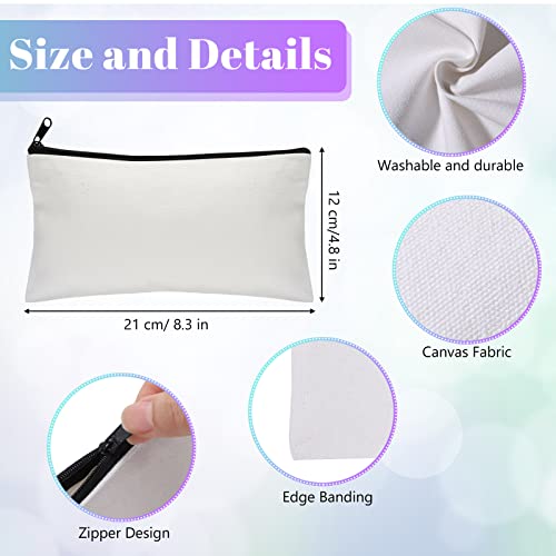 16 Pack Canvas Tote Bag And Makeup Bag Blank Plain Canvas Bag Large Reusable Grocery Bags Shopping Cloth Bags With Handles Diy Craft Bag Canvas With Zipper Cosmetic Bag #TOP3