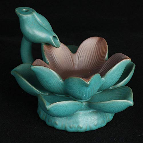 Lotus Censer Incense Holder Backflow Incense Stick Holder, Fountain Incense Burner With10 Backflow Incense Cones For Home Office Yoga Aromatcherapy #TOP4
