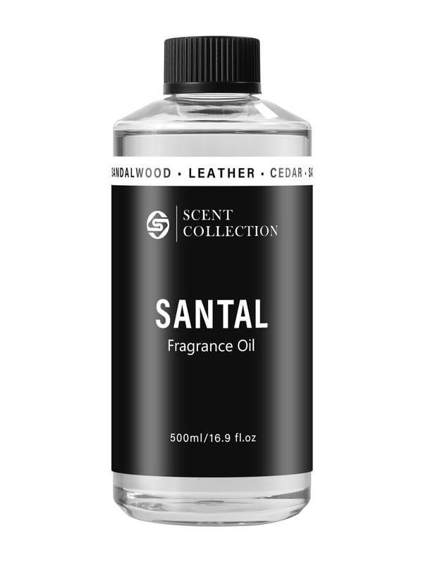 Luxury Hotel Scent Santal Diffuser Oil Waterless Essential Aromatherapy for Cold Air & Car Diffusers – Long Lasting Refill for Large Room & Home - Non Toxic, Signature Sandalwood (500ml/16.9Fl oz)