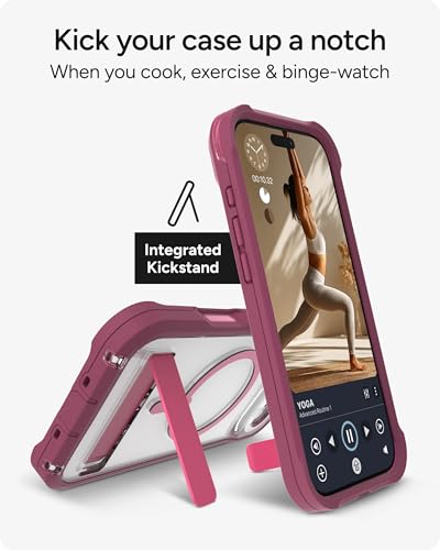 Image of ZAGG Rainier Case with Kickstand for iPhone Air - Red Black Cherry Graphene 22ft (7m) Drop Protection, Lanyard Attach Points, MagSafe, Wireless Charging Compatible, 2-Piece Design, Phone Case