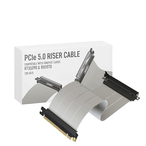 Image of LINKUP PCIE 5.0 Riser Cable | for Vertical GPU Mount | Straight | Graphics Card GPU Ready | Usable with PCIe 4.0 & RX9070 / RTX5090 | 25cm (Total Length: 29cm)