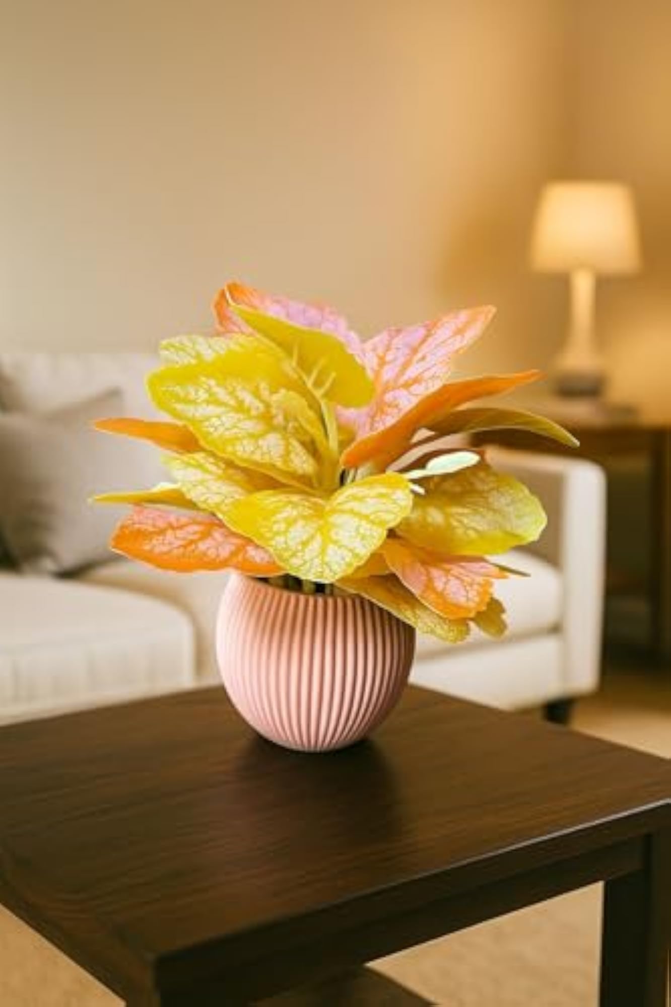 Artificial Plant with Orange & Yellow Leaves for Home Decor