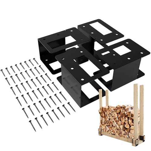 Estante para leña al aire libre | Soporte ajustable resistente para leña | Soporte apilable ajustable organizador de almacenamiento para patio trasero, granja, camping, garaje, cobertizo, terraza