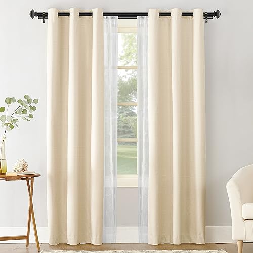Kamanina 1 Inch Double Curtain Rods 36 To 72 Inches (3-6 Feet) Telescoping Drapery Rod For Windows 24 To 68 Inches, Vintage Square Finials, Black #TOP2