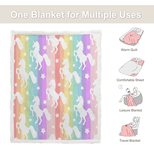 Sleepwish Unicorn Blankets And Throws Rainbow Unicorn Sherpa Blanket Super Soft Cozy Plush Fleece Blanket Fantasy Girls Room Decor, Gallop Rainbow, King(108"X90") #TOP5
