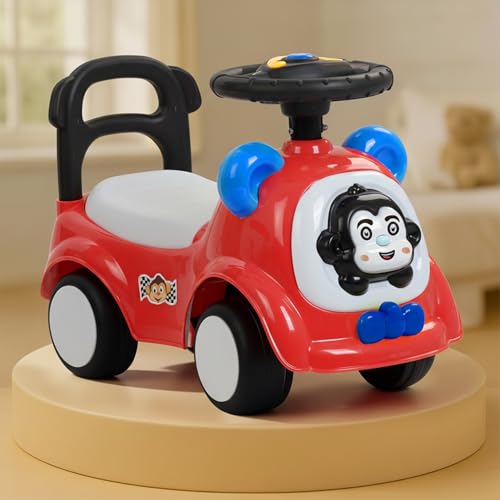 Image of Snappy Baby Ride on Cars for Kids | Indoor Push Ride on Car with Safety Backrest & Toy Storage | Portable Kid Cars with Music & Horn | Outdoor Rider car for Kids 1 to 3 Years (Red)