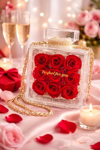 Luxury Preserved Rose Display Box, 9 Eternal Roses in...