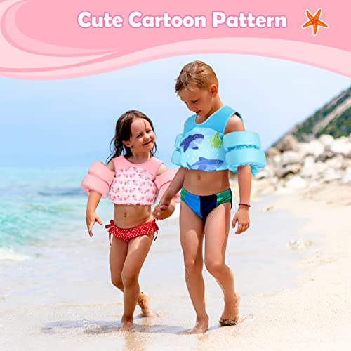 Heysplash Swim Vest For Kids, Toddler Floatie Swim Arm Sleeves Kids Swim Vest Learn-To-Swim Water Wings Swim Arm Band Floats With Shoulder Strap And Secure Buckle For 33-70 Lbs, Pink Whale #TOP5