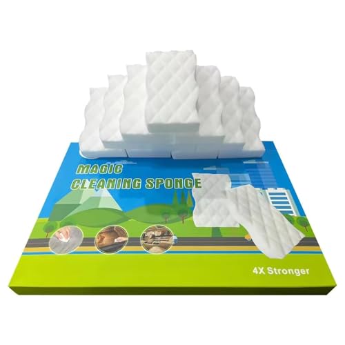 Foamworld 10 Stück Radierschwamm Wunderschwamm 4X Dichte Melaminschwamm, Für Küche und Haushalt,Hochwirksam bei der Entfernung von Fett, Buntstiften und Schmut
